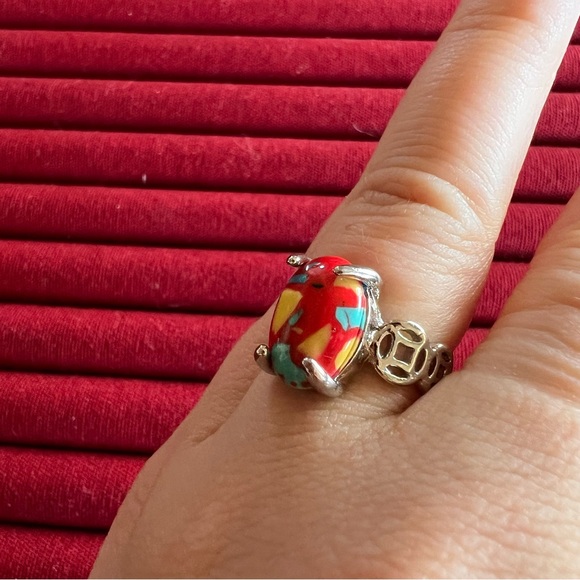 Colorful Red Multi-Stone Statement Ring - Picture 3 of 8